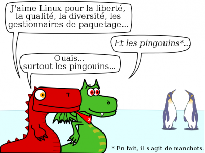 Geekscottes « J&rsquo;aime les pingouins » cc by sa Johann nojhan Dréo